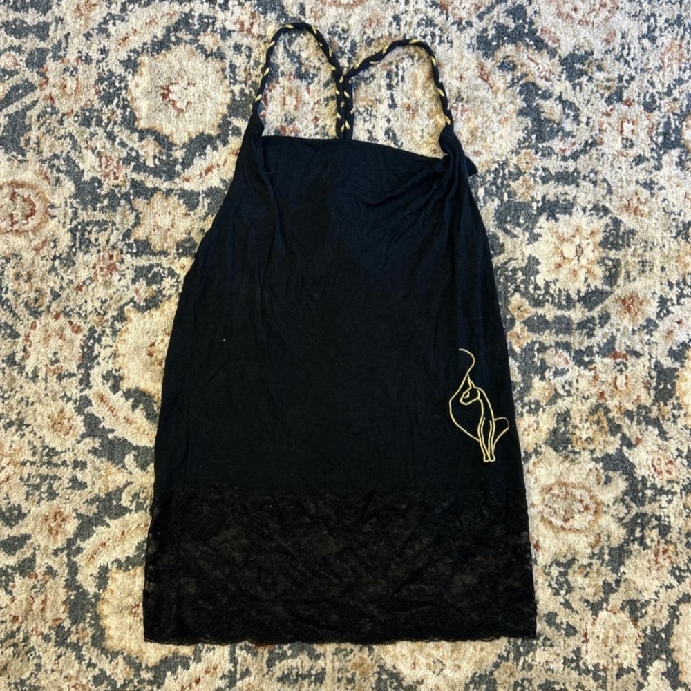 Baby Phat Black Lace Trim Chemise RARE
